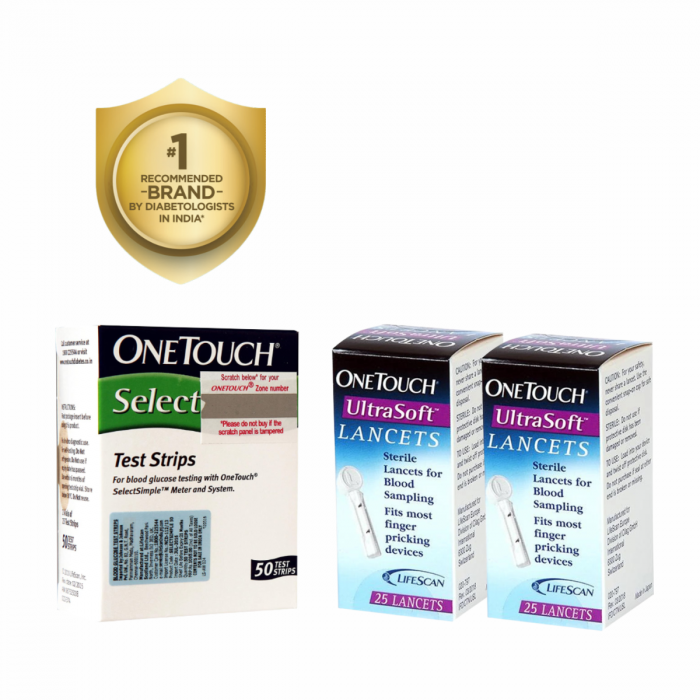 OneTouch Select Test Strips 50s Pack + 2 * 25's  OneTouch Ultrasoft Lancets