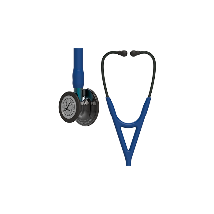 3M Littmann Cardiology IV Diagnostic Stethoscope, High Polish Smoke-Finish Chestpiece, Navy Tube,  Blue Stem and Black Headset, 27 inch, 6202