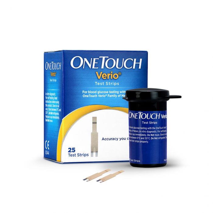 OneTouch Verio® Test Strips | Pack of 25 Strips | Blood Sugar Test Machine Testing Strips | Global Iconic Brand | For use with OneTouch Verio Flex Glucometer