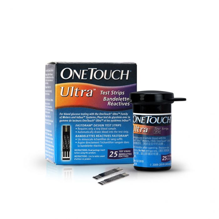 OneTouch Ultra Test Strips | Pack of 25 Strips | Blood Sugar Test Machine Testing Strips | Global Iconic Brand | For use with OneTouch Ultra 2 Glucometer & OneTouch Ultra Easy Glucometer