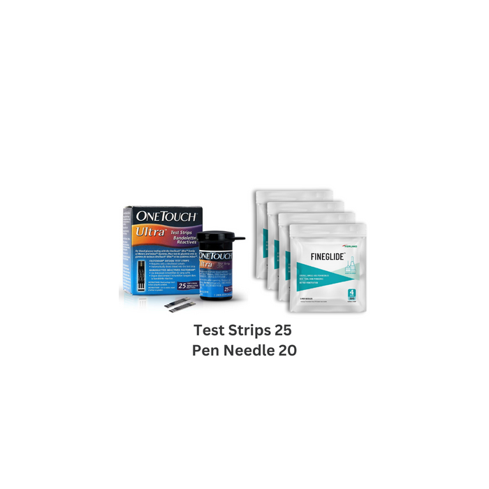 OneTouch Ultra Test Strips (25) & Terumo Insulin Pen Needle (15 + Free 5 Needles) COMBO