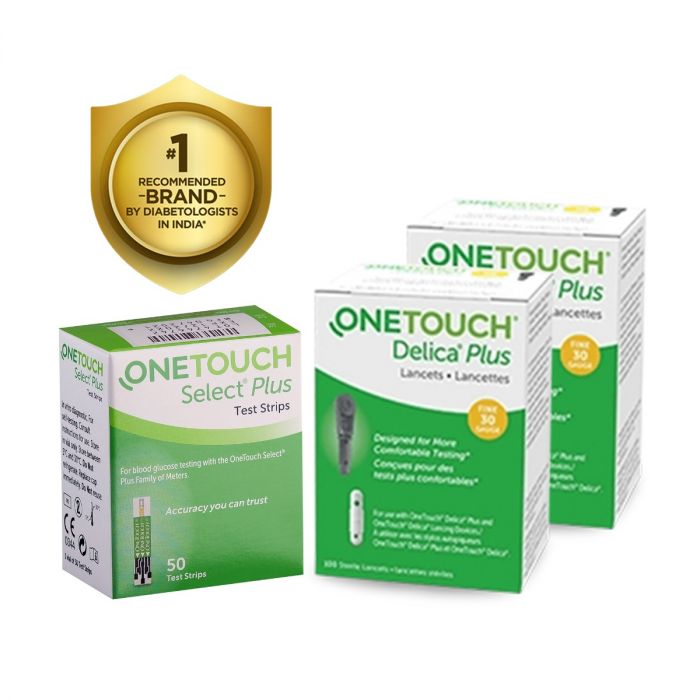 OneTouch Select Plus Test Strips 50s Pack + 2 * 25's  OneTouch Delica plus lancets