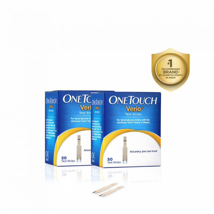 OneTouch Verio Test Strips | Pack of 2 x 50s Test Strips | Blood Sugar Test Machine Testing Strips | Global Iconic Brand | For use with OneTouch Verio Flex Glucometer