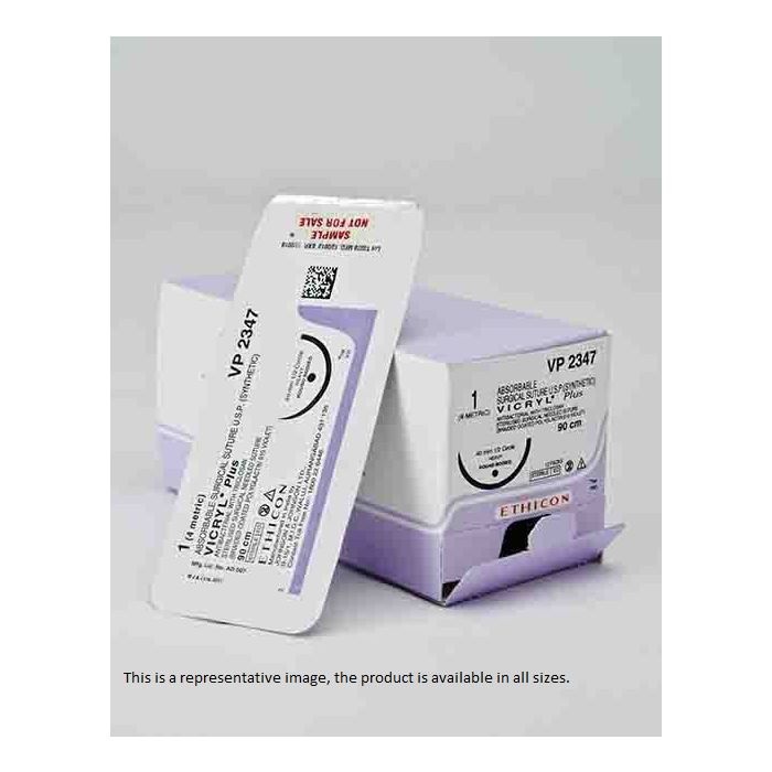 VP2519-1/2 Circle Tapercut V-37 OB, 1, 40 mm, VICRYL PLUS Violet Braided Antibacterial 90 cm