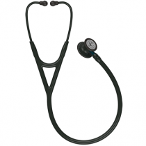 Littmann Cardiology IV Diagnostic Stethoscope, Black-Finish Chestpiece, Black Tube, Blue Stem and Black Headset, 27 inch, 6201