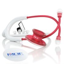 MDF Acoustica Lightweight Dual Head Stethoscope- White and Red (MDF747XPR29)