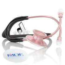 MDF Acoustica Lightweight Dual Head Stethoscope- Black and Rose Gold (MDF747XPRG11)