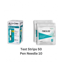 Accu chek Active Test strips (50) & Terumo Insulin Pen Needle (10 Needles) COMBO