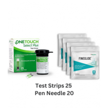 OneTouch Select Plus Test Strips (25) & Terumo Insulin Pen Needle (15 + Free 5 Needles) COMBO