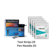 OneTouch Ultra Test Strips (25) & Terumo Insulin Pen Needle (15 + Free 5 Needles) COMBO