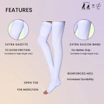 Sorgen Thigh Length Anti Embolism DVT Stockings (Small), White, 1 pair