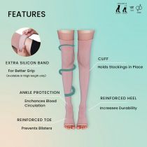 Sorgen Classique (Lycra) Medical Compression Stockings for Varicose Veins Class 1 Thigh Length in Eco-Friendly Zip Pouch. (Small)