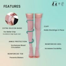 Sorgen Classique (Lycra) Medical Compression Stockings for Varicose Veins Class 2 Thigh Length in Eco-Friendly Zip Pouch. (Large)