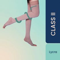 Sorgen Classique (Lycra) Medical Compression Stockings for Varicose Veins Class 2 Thigh Length in Eco-Friendly Zip Pouch. (Small)