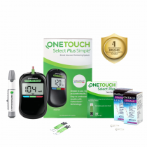 OneTouch Select Plus Simple glucometer machine with 50 Test Strips and 50 additional Ultrasoft Lancets (total 60 lancets) | Simple & accurate testing of Blood sugar levels at home | Global Iconic Brand