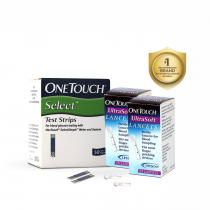 OneTouch Select Test Strips | Pack of 50 Strips with 50 OneTouch Ultrasoft Lancets | Blood Sugar Test Machine Testing Strips | Global Iconic Brand | For use with OneTouch Select Simple Glucometer