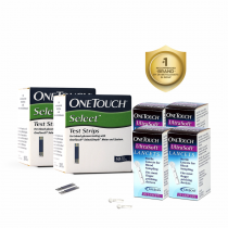 OneTouch Select Test Strips | Pack of 100 Strips with 100 OneTouch Ultrasoft Lancets | Blood Sugar Test Machine Testing Strips | Global Iconic Brand | For use with OneTouch Select Simple Glucometer