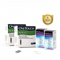 OneTouch Select Test Strips | Pack of 100 Strips with 50 OneTouch Ultrasoft Lancets | Blood Sugar Test Machine Testing Strips | Global Iconic Brand | For use with OneTouch Select Simple Glucometer