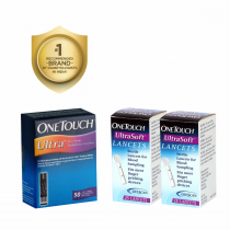OneTouch Ultra Test Strips 50s Pack + 2 * 25's  OneTouch Ultrasoft Lancets