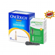 OneTouch Verio® Test Strips | Pack of 50 Strips  + OneTouch Delica Plus Lancets | Pack of 25 Lancets Free