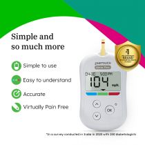 OneTouch Verio Flex glucometer machine with 50 Test Strips and 50 additional lancets (total 60 sterile lancets) | Sync your results with OneTouch Reveal mobile app| Simple & accurate testing of blood sugar levels at home | Global Iconic Brand