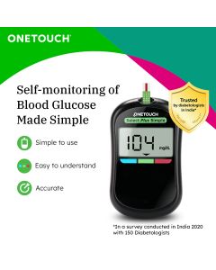 OneTouch Select Plus Simple Glucometer (FREE 10 strips + lancing device + 10 lancets)