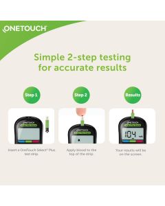OneTouch Select Plus Simple Glucometer Value-Pack (Free:10 Test Strips + 10 Lancets + 1 Lancing device) with pack of 50 strips + 2 packs of 25 lancets | Simple & Accurate Blood Glucose Testing Meter 