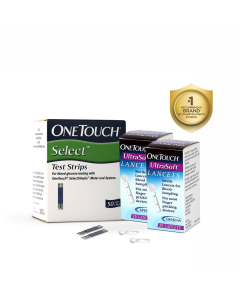 OneTouch Select Test Strips | Pack of 50 Strips with 50 OneTouch Ultrasoft Lancets | Blood Sugar Test Machine Testing Strips | Global Iconic Brand | For use with OneTouch Select Simple Glucometer