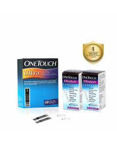 OneTouch Ultra Test Strips | Pack of 50 Test Strips with 50 OneTouch Ultrasoft Lancets | Blood Sugar Test Machine Testing Strips | Global Iconic Brand | For use with OneTouch Ultra 2 Glucometer & OneTouch Ultra Easy Glucometer