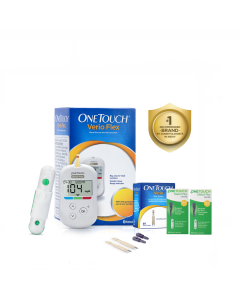 OneTouch Verio Flex glucometer machine with 50 Test Strips and 50 additional lancets (total 60 sterile lancets) | Sync your results with OneTouch Reveal mobile app| Simple & accurate testing of blood sugar levels at home | Global Iconic Brand