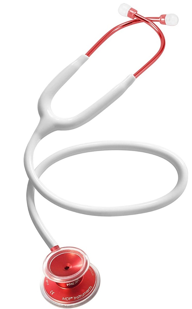 [MDF_STETH_MDF747XPR29] MDF Acoustica Lightweight Dual Head Stethoscope- White and Red (MDF747XPR29)