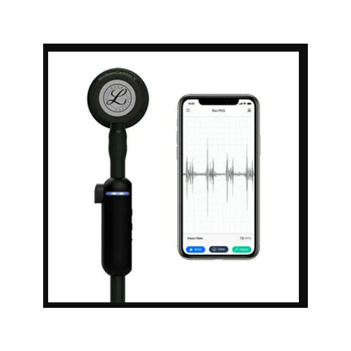 Littmann Digital Stethoscope,CORE Black Chestpiece, Tube, Stem and Headset, 27 inch, 8480