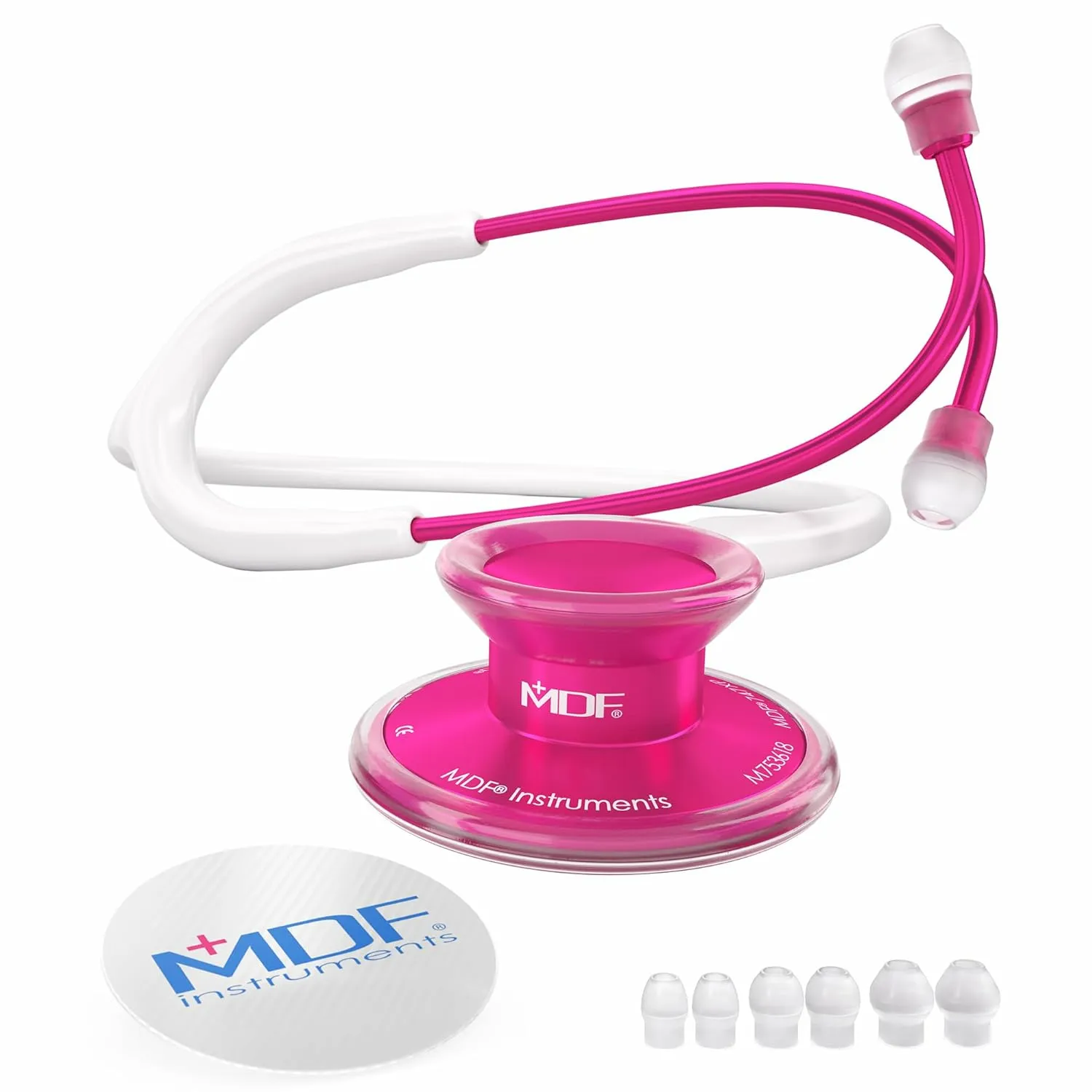 MDF Acoustica Lightweight Dual Head Stethoscope-Pinkalloy/White (MDF747XPPA29)